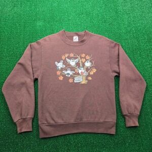 Bird Flight School Sweatshirt Womens Small Brown Pullover Vintage Jerzees